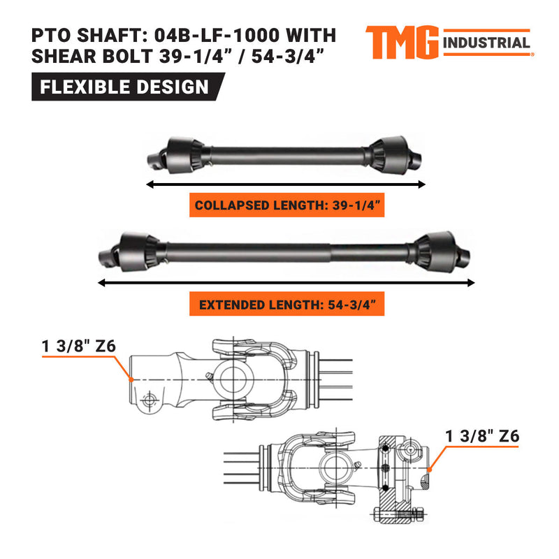 TMG Industrial 72” Tow-Behind 3-Point Hitch Finish Mower, 30-50 HP Compact Tractor, PTO Drive Shaft Included, TMG-TFN72