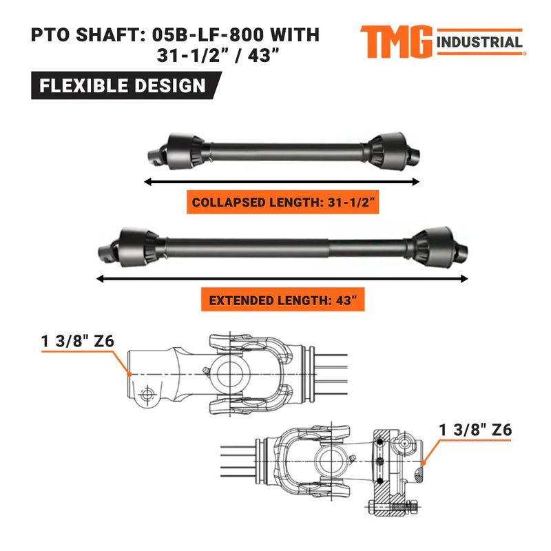 TMG Industrial 65” 3-Point Hitch Rotary Tiller, 30-50 HP Tractor, 6” Tilling Depth, PTO Shaft Included, Category 1 & 2 Hookup, TMG-RT165