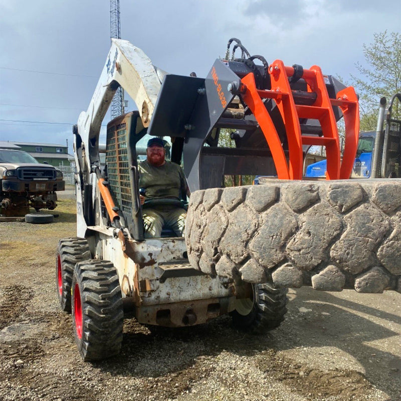 TMG Industrial 30” Skid Steer Log Grapple Attachment, 42” Claw Opening, 3000-lb Grapple Capacity, Universal Mount, TMG-SLG30