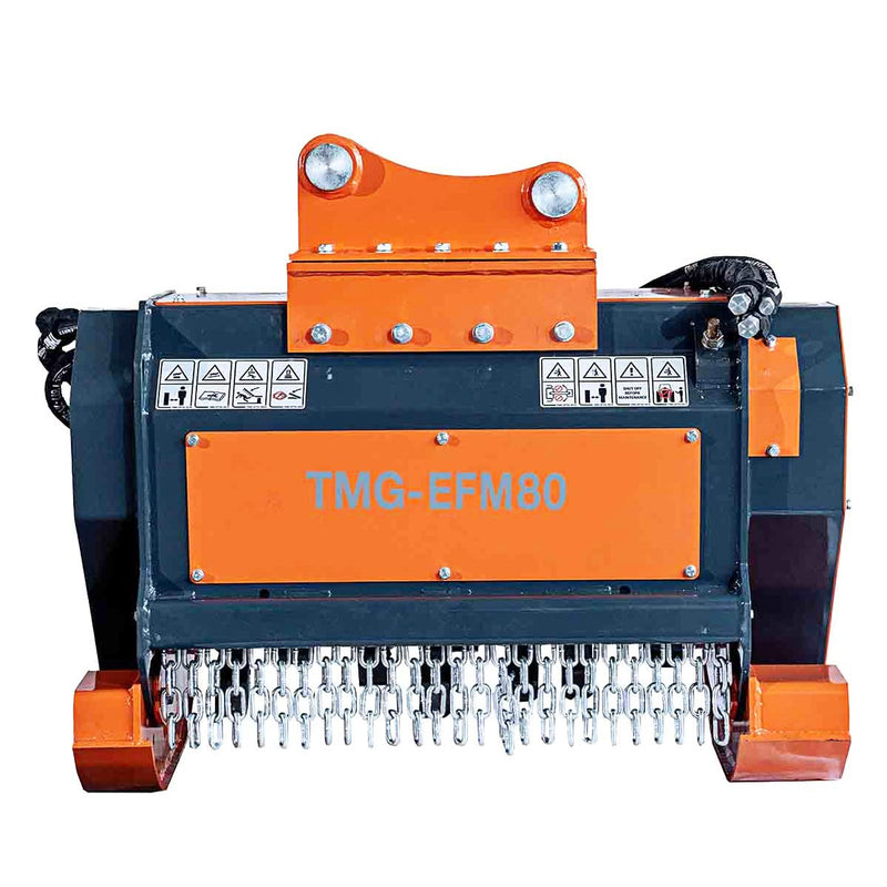 TMG Industrial 30” Excavator Forestry Brush Mulcher, 6-10 Ton Carrier, 4” Dia. Cutting Capacity, Hydraulic Piston Motor, TMG-EFM80