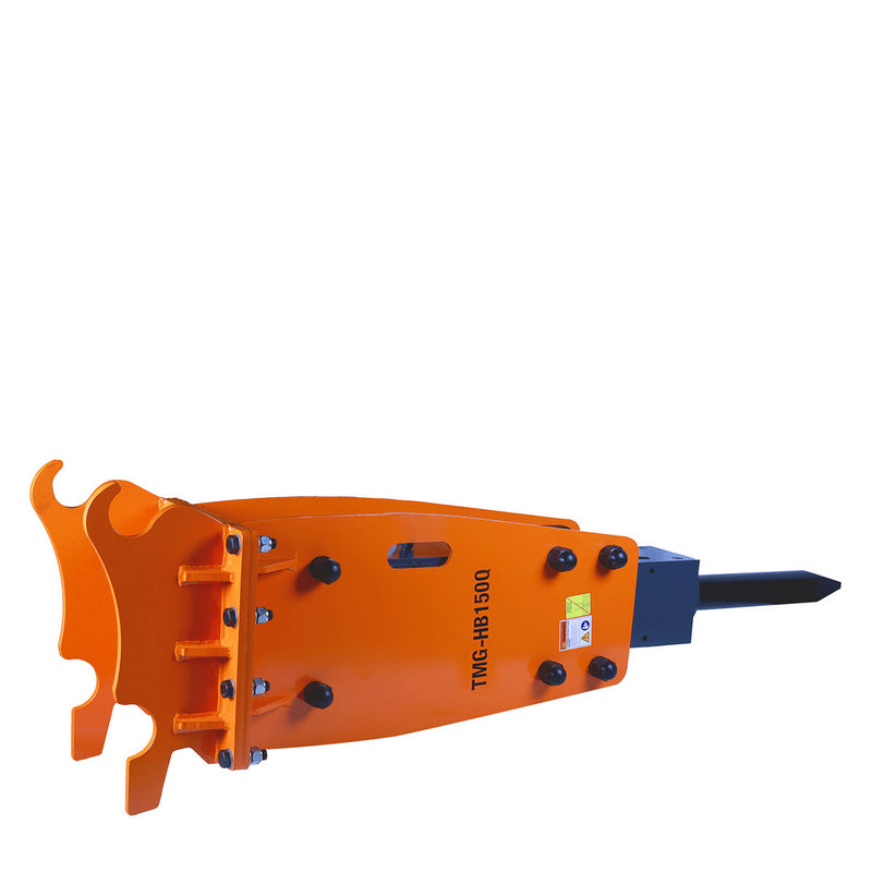 TMG-HB150Q 10 to 15 Ton Q/C Excavator Hydraulic Hammer Breaker, 4'' (100mm) Moil Point Chisel, 1960 Joules Impact Energy, 400-700BPM