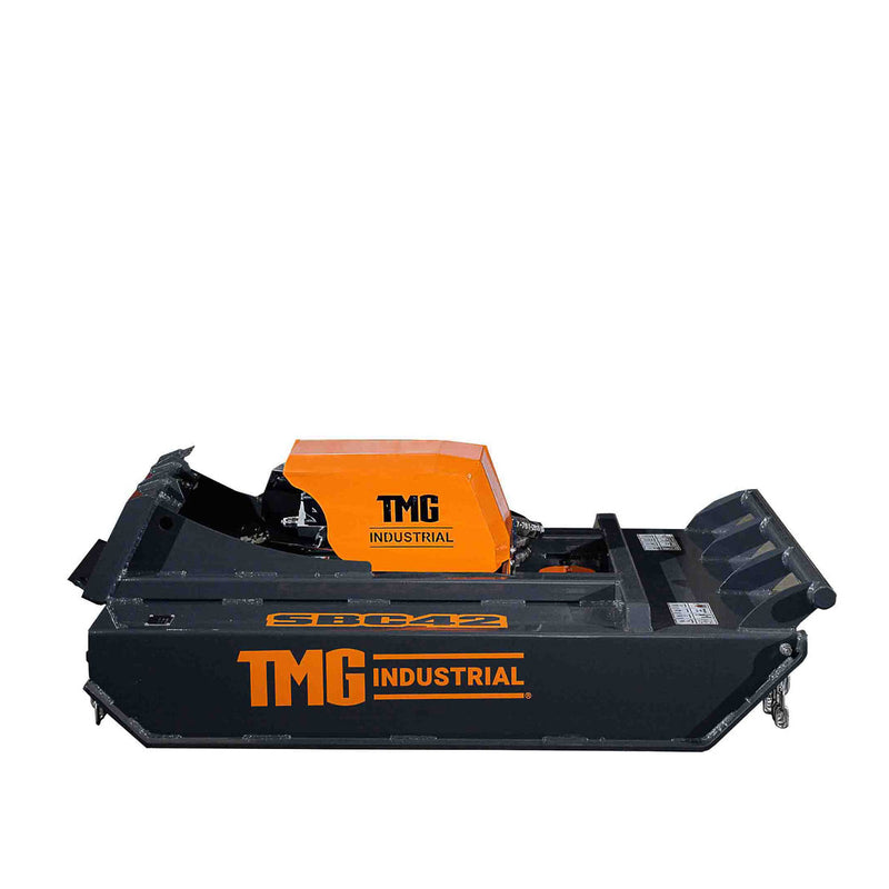 TMG Industrial Mini Skid Steer Rotary Brush Cutter, 42” Cut Width, 2-½” Capacity, Hydraulic Motor, Toro Style Mount Plate,TMG-SBC42