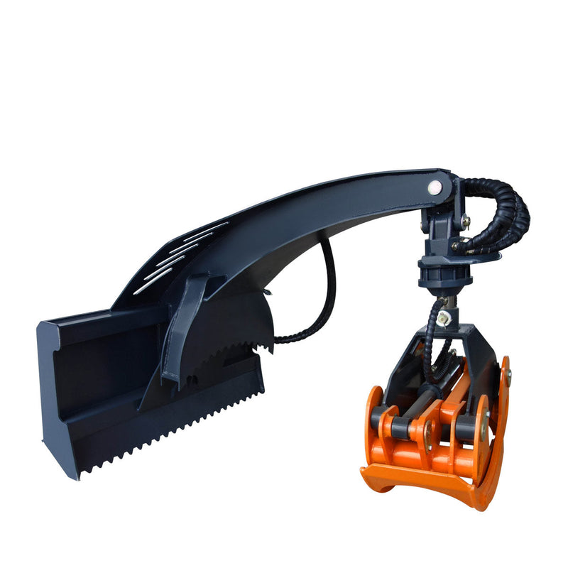 TMG Industrial 50" Skid Steer Rotary Log Grapple, 360° Rotation, 12V Solenoid Control Valve, 4500 LB Capacity, TMG-SLG49