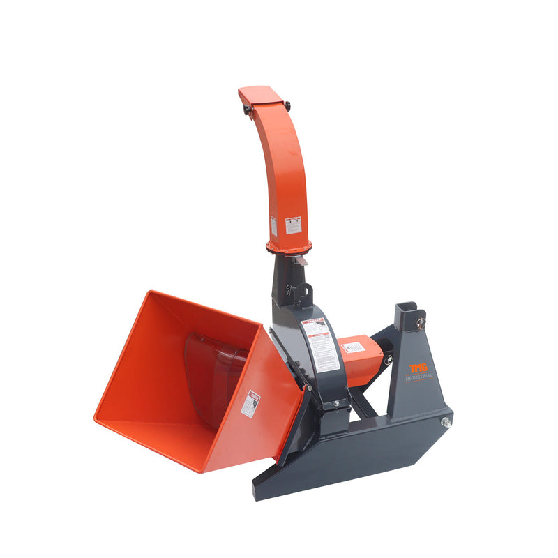 TMG Industrial Sub Compact 3-Point Wood Chipper, 4" Chipping Capacity, Category 1 Hookup, 30-50 HP Tractor, PTO Shaft Included, TMG-WC42